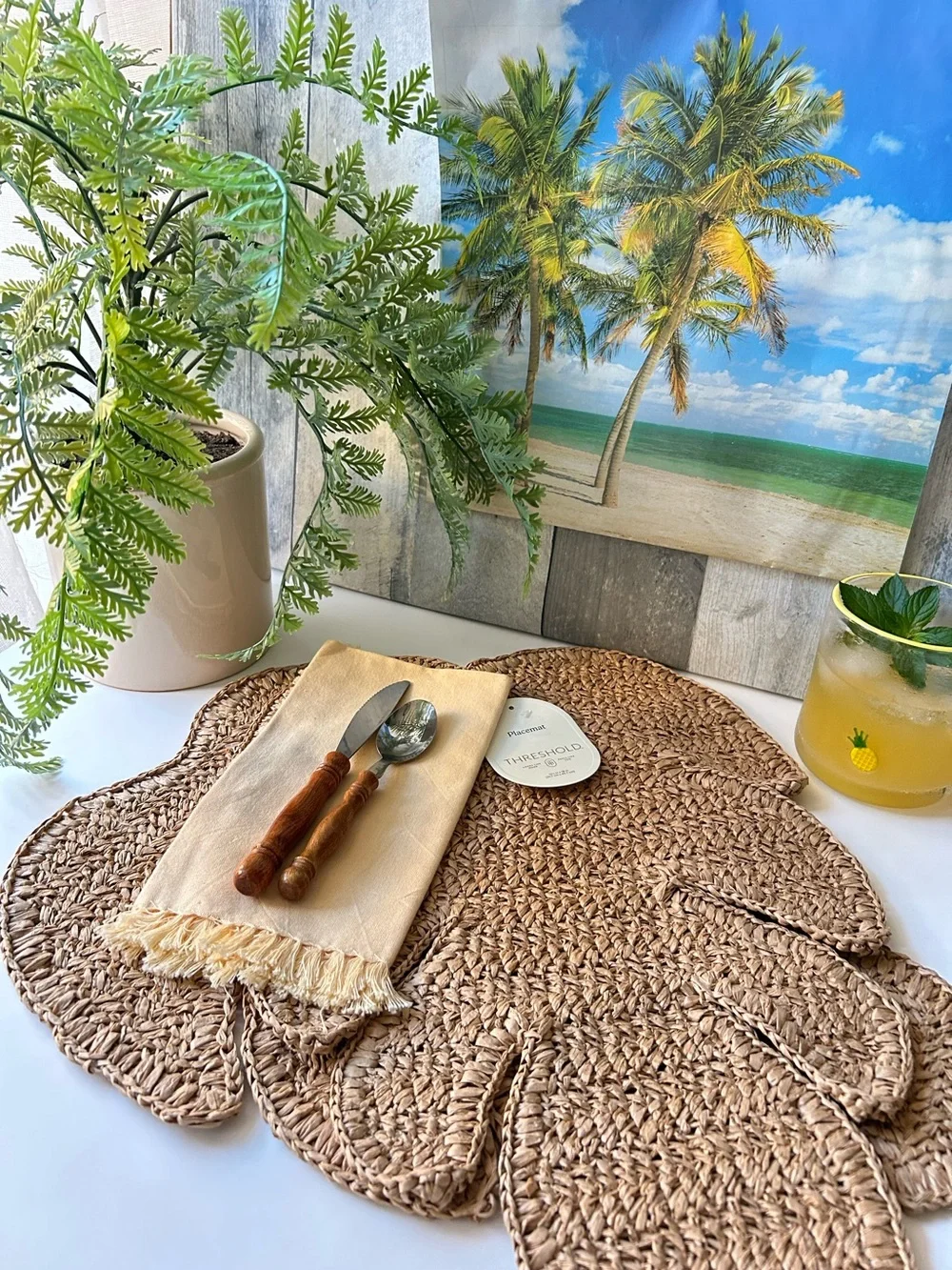 🌴Tropical Natural Woven Leaf Placemat - Threshold | Target | Set of Two